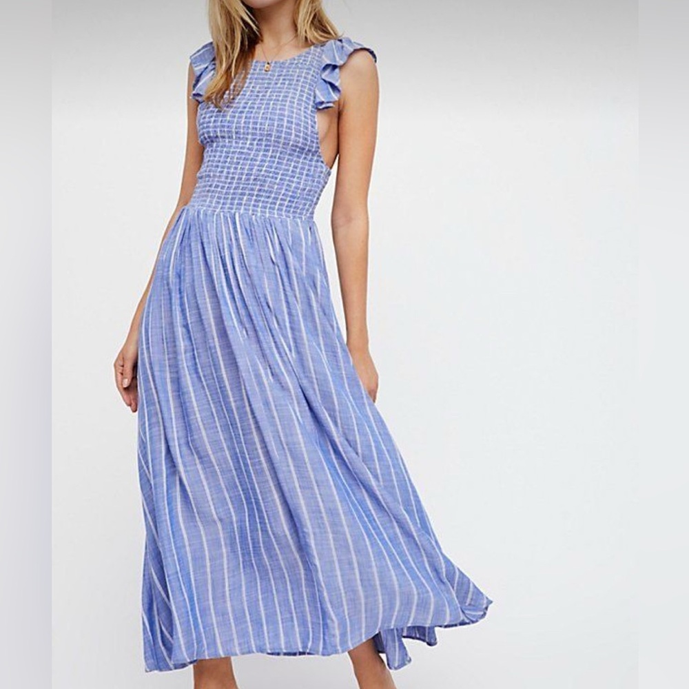 Free People Blue Striped Maxi Dress